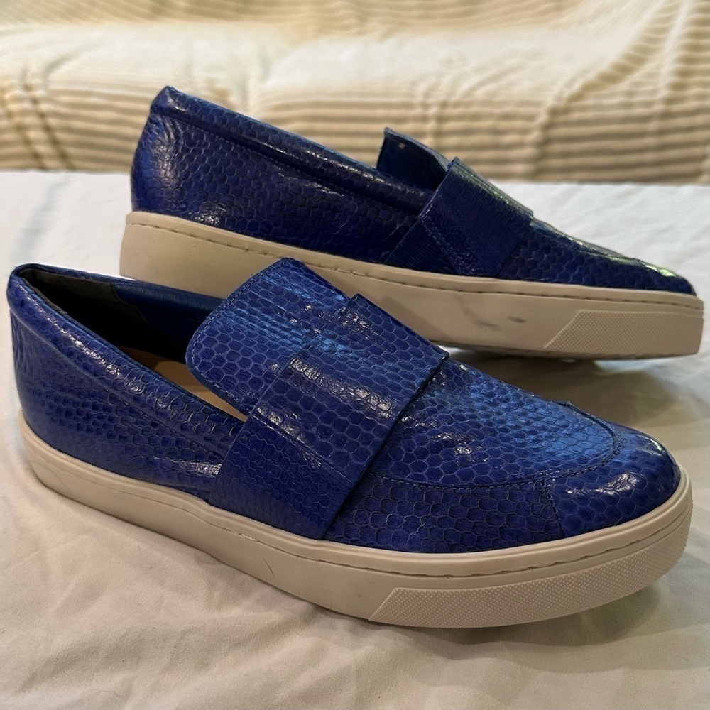 Loeffler Randall Periwinkle Loafers Espadrilles blue printed leather women’s 7.5
